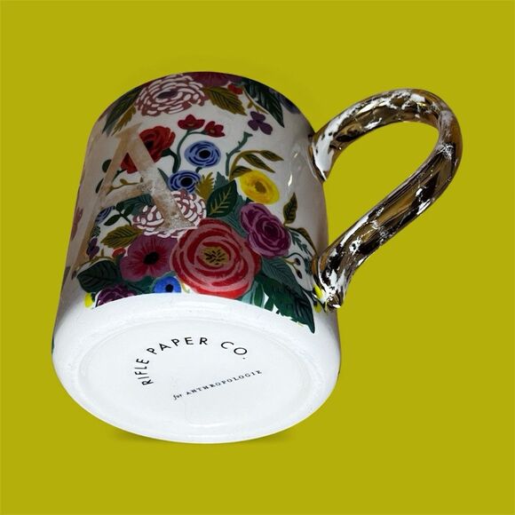 Rifle Paper Co x Anthropologie Monogram Floral Mug Letter A - Picture 3 of 12